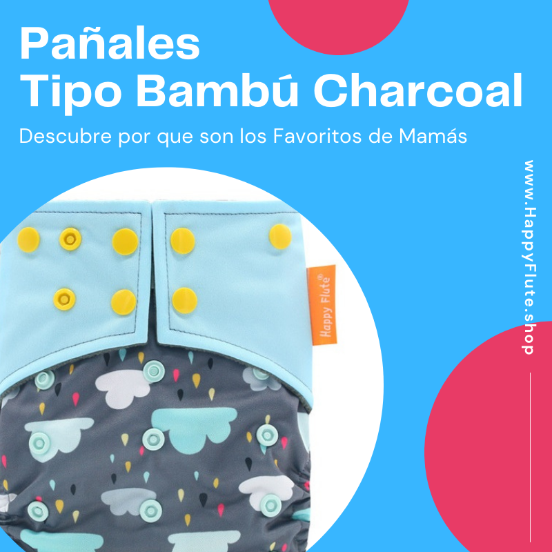 🧸 Pack 6 Pañales Bambú Charcoal incluye: 6 Pañales + 6 Abs. Microfibra + 3 Abs. Bambú Charcoal
